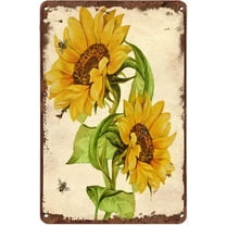 No Wind And No Waves Sunflower & Bee Metal Tin Sign
