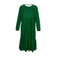 thumbnail image 4 of dazeni Girls Long Sleeve Dresses A Line Tiered Flowy Casual Party Dresses with Pockets Spring Fall Crewneck Maxi Dress Army Green 6-7Years, 4 of 6