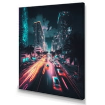 Designart Futuristic Miami Neon Art VI Canvas Wall Art