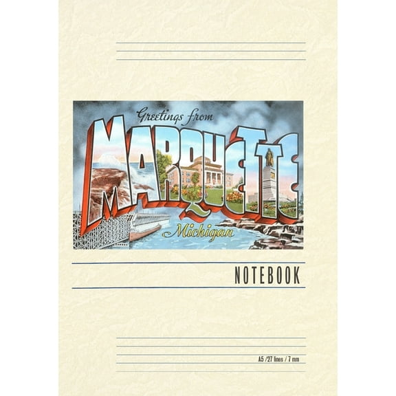 Vintage Lined Notebook Greetings from Marquette, (Paperback)