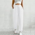thumbnail image 2 of Sngxgn Women Pants Casual Straight Leg Comfy Drawstring Lounge Running Long Active(White,M), 2 of 4