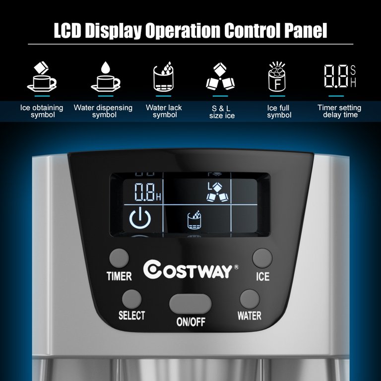 Costway 2 In 1 Ice Maker Water Dispenser Countertop 36Lbs/24H LCD Display  Portable - Walmart.com