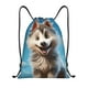 thumbnail image 1 of Fotbe Blue Sky Cute Wolf Bolsa Mochila con Cordón Estampada, Bolsa de Gimnasio Deportiva, Bolsa Cinch, Bolsa con Cordón para Hombres y Mujeres-Medium, 1 of 6