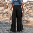 thumbnail image 3 of Pantalones de mezclilla Gibobby para mujer Pierna ancha casuales Color sólido Cintura alta plisados elásticos Negro XXL, 3 of 5