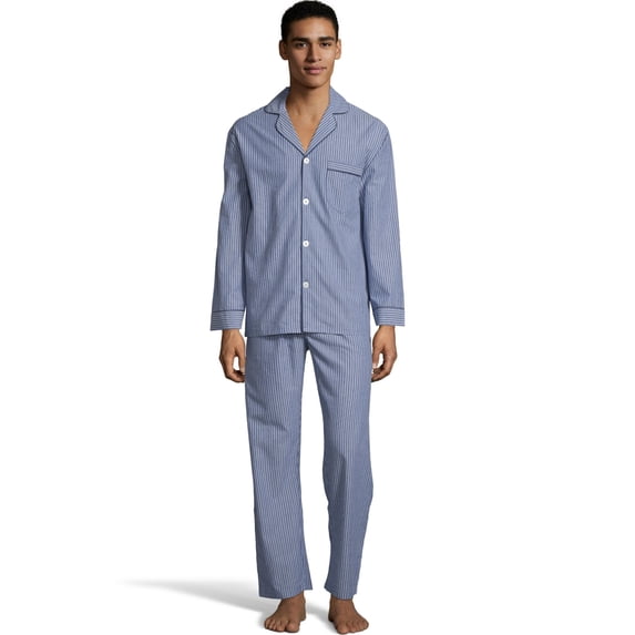 Hanes Men's Woven Pajamas Blue Stripe 3XL