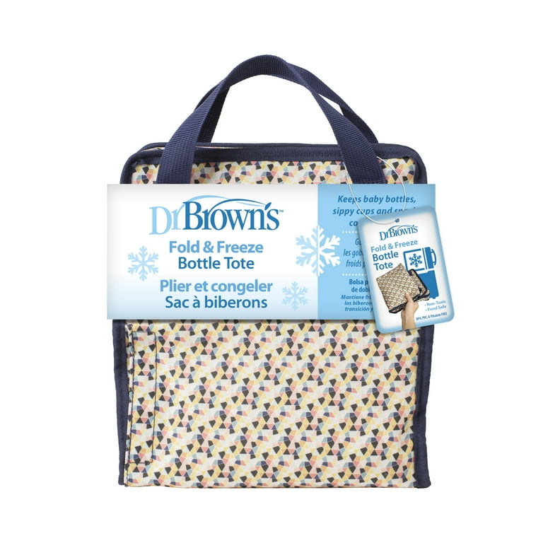 Dr. Brown s Fold Freeze Bottle Tote Travel Baby Bottle Insulated Cooler Bag Store Up to 6 Baby Bottles Geometric Multicolor BPA Free Size Dr