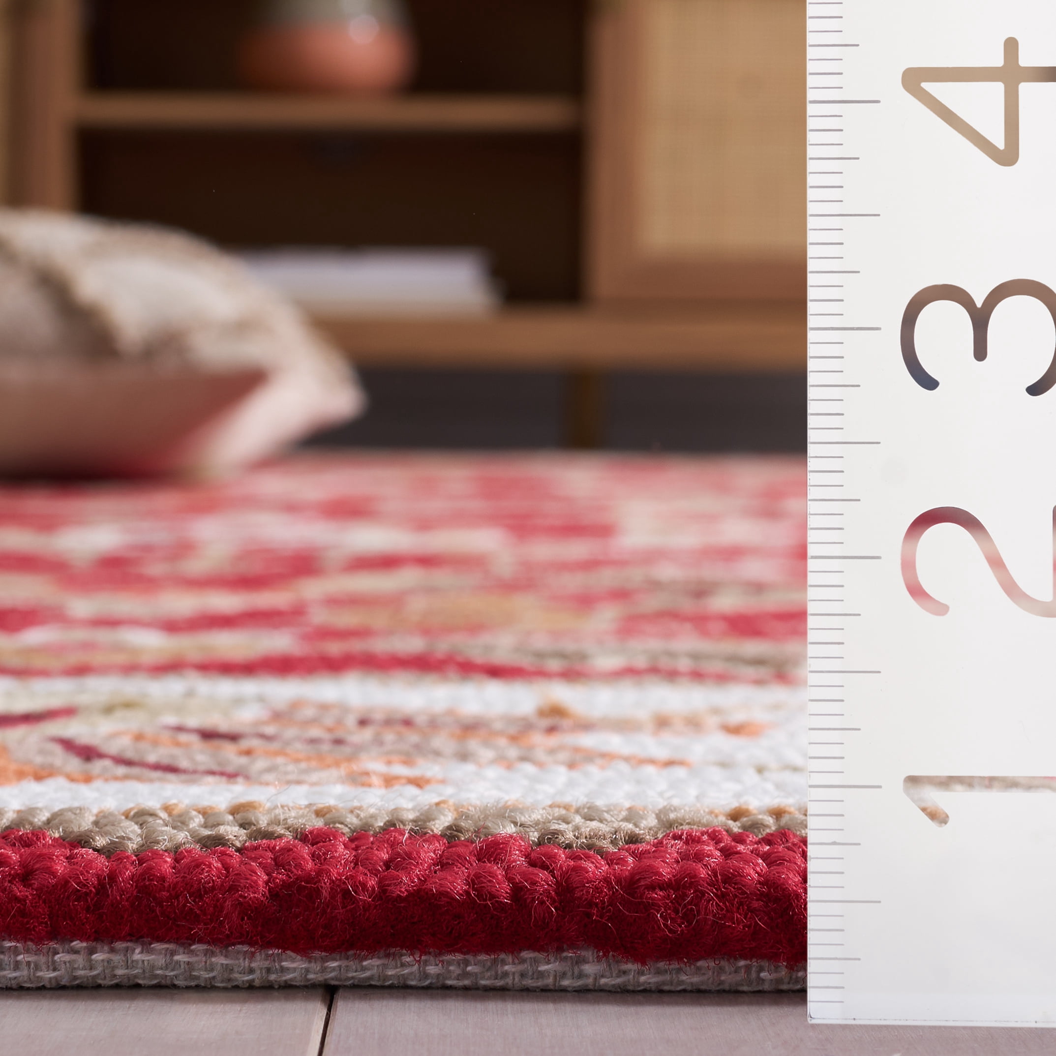 Safavieh Easy Care Myrtle Floral Area Rug, Red/Ivory, 6' x 6' Round