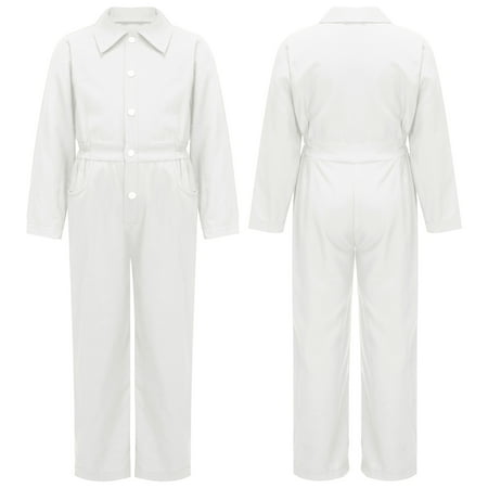 

iiniim Kids Boys Solid Color Coverall Elastic Waist Mechanic Jumpsuit Halloween Costume Outfit Boiler Suit Overalls