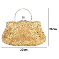 thumbnail image 2 of Bolso de cena floral con diseño de lentejuelas y cuentas, bolso de mano dorado, 2 of 5