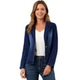 thumbnail image 1 of Chaqueta de mezclilla Allegra K manga larga solapa Azul XS para mujer, 1 of 6