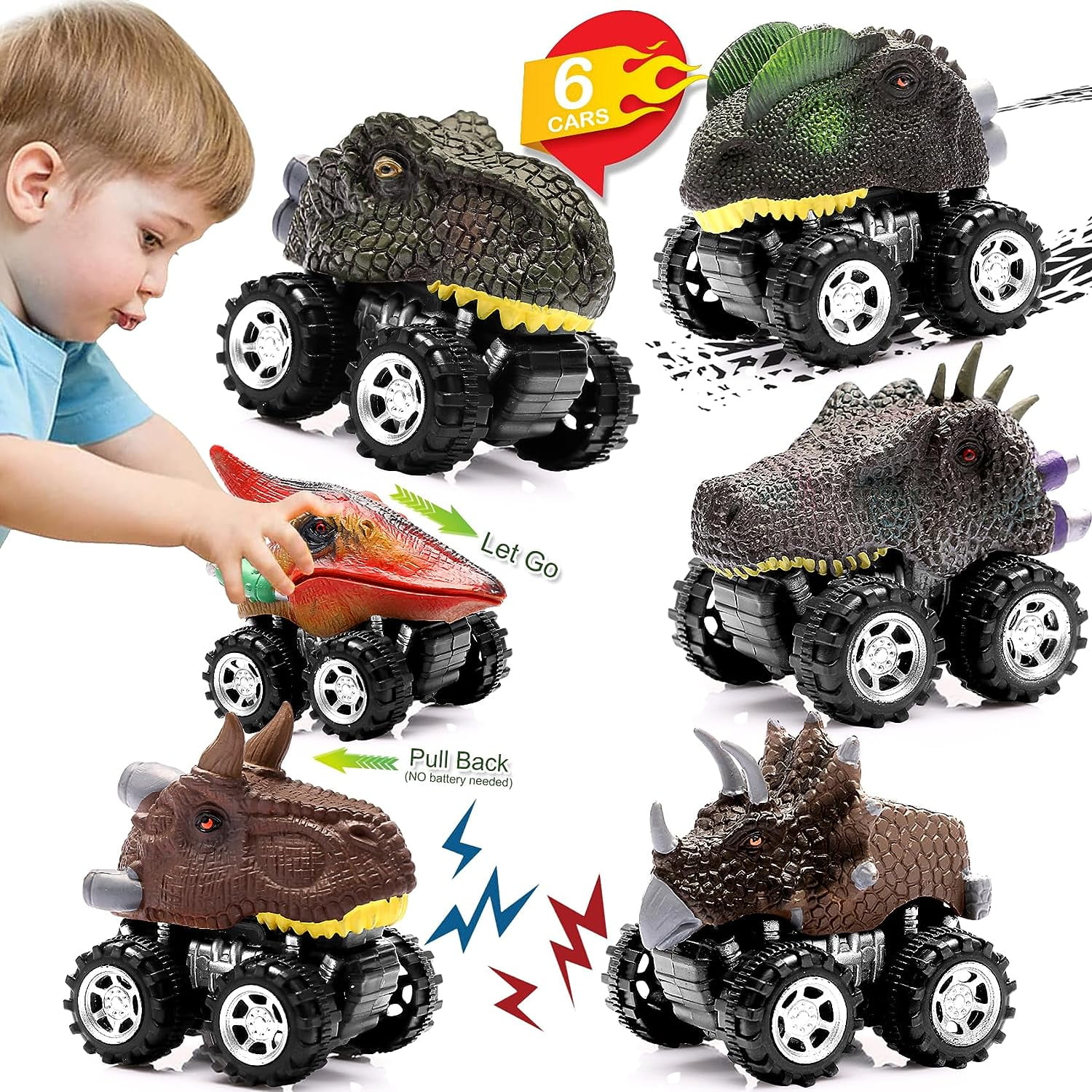 Dinosaur Toys for 3 Year Old Boys, Kids Toys Pull Back Dinosaur Toys