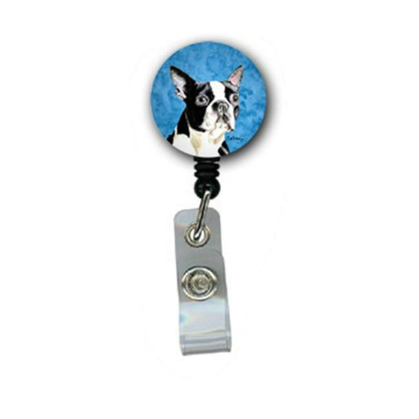 Boston Terrier Enrouleur de Badge Rétractable Ou Porte-Carte d'Identité avec Clip
