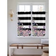 thumbnail image 2 of Pink Flowers Bathroom Window Curtain, Spring Floral Watercolor Botanical Farmhouse Striped Light Filtering Coffee Kitchen Curtains, Bedroom Living Room Curtains 2 Panel 84"x45", 2 of 6