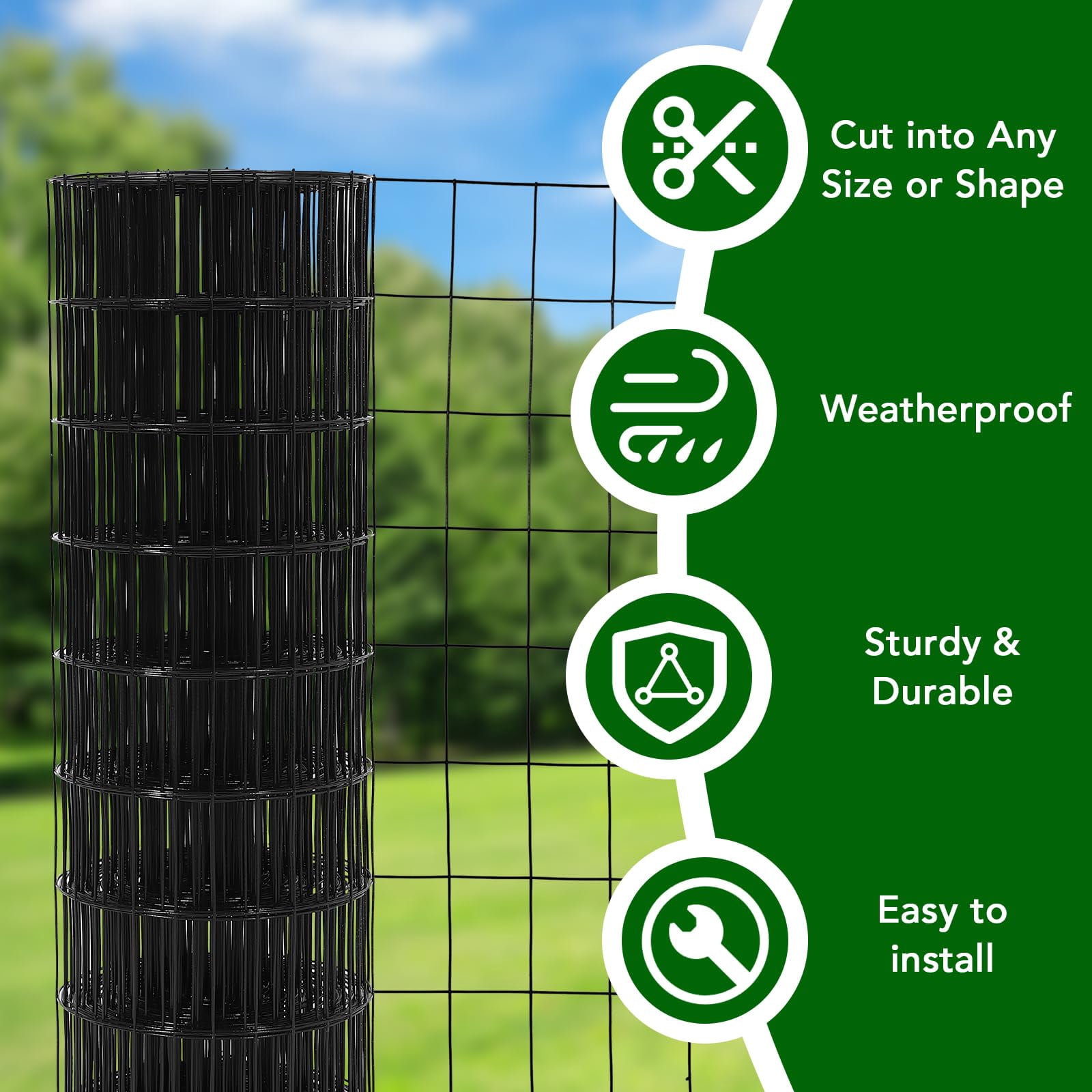 Hardware Cloth, Vinyl Coating Galvanized Steel Chicken Wire Fence Wire Mesh Fence Poultry Netting Garden Fence Tree Guard Rolls for Yard Vegetable Plant Protection