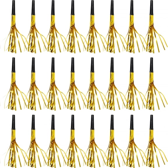 CYFW 50 Pcs Metallic Fringed Party Blowers Noise Makers Gold Black Blowout Whistle Noisemakers New Year Eve / Birthday Party Favor Supplies Events