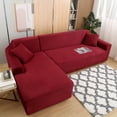 thumbnail image 2 of Eurhowing Sectional Couch Covers L-Shaped Sofa Covers, Velvet Super Stretch 2Pcs Sofa Slipcovers for 3 + 3 Seaters, Softness Corner Couch Cover, Wine Red, 2 of 11