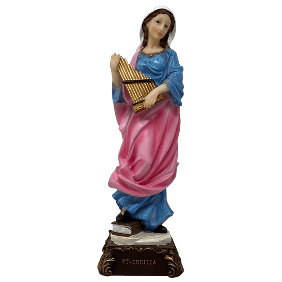 Cecilia De Roma 12" St. Cecilia  Patrona De Los Músicos y Poetas Resin Religious Gift & Home Altar Décor