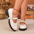 thumbnail image 5 of Samdudou Mary Janes Shoes for Women Closed Toe Round Front Sweet Bowknot Decor Adjustable Buckle Strap Chunky Sole Preppy Style Casual School Walking Everyday Footwear, 5 of 9