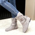 thumbnail image 2 of Joykidd Women's Suede Slouch Mid‑Calf Boots Flat Low Heel Side Zipper Buckle Strap Boots for Fall‑Winter Casual Daily Outings, 2 of 7