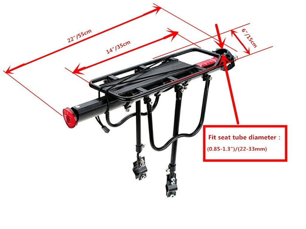 110 lbs capacity adjustable rear bike rack carrier luggage cargo bicycle accessories