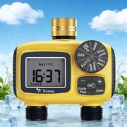Sprinkler Timer Outdoor with Brass Swivel Water Timer for Garden Hose 2 Zone Programmable/Rain Delay/Manual/Automatic Irrigation Controller-Sprinkler System for Garden/Lawn/Yard/Pool