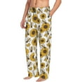 thumbnail image 2 of Uemuo Sunflowers and Bees Pattern Men's Wide Leg Palazzo Lounge Pants with Pockets Light Weight Loose Comfy Casual Pajama Pants-Medium, 2 of 9