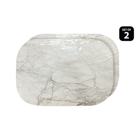 Dainty Home Marble Cork Metallic Print Oval Set of 2 Placemats in (Best Placemats For Marble Table)