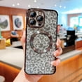thumbnail image 5 of for iPhone 15 ProMax Case Compatible with MagSafe, Leopard Glitter Magnetic 15 Pro Max Case for Women Men Luxury Plating Clear Camera Lens Cover Shockproof Soft Silicone Bumper 6.7 "(Black), 5 of 10