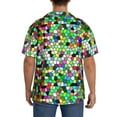 thumbnail image 3 of Rateoe Colorful Tie Dye Stained Glass Pattern Men's Short Sleeve Classic Shirt, Casual Short-Sleeved Shirt, Lightweight Summer Shirt, Cuban Collar Shirt,Button-Front Shirt-Large, 3 of 5