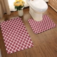thumbnail image 2 of Yiaed Red Moroccan Print Bathroom Mat Set 2 Pieces Mat Anti-Skid Pad Ultra Soft and Absorbent Bathroom Bath Mat Contour Bath Rugs for Toilet Base, 2 of 6