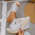 thumbnail image 2 of Sandals Women Wedge Open Toe Thick Soled Slip-on Spring Summer Fashionable Casual Versatile Solid Color Beach Shoes, 2 of 9