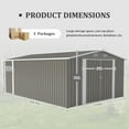 thumbnail image 4 of Campcraft 10x14 FT Outdoor Storage Shed - Metal Garden Shed with 3 Lockable Doors, Utility Tool Storage, 4 Vents, Light Grey, 4 of 9