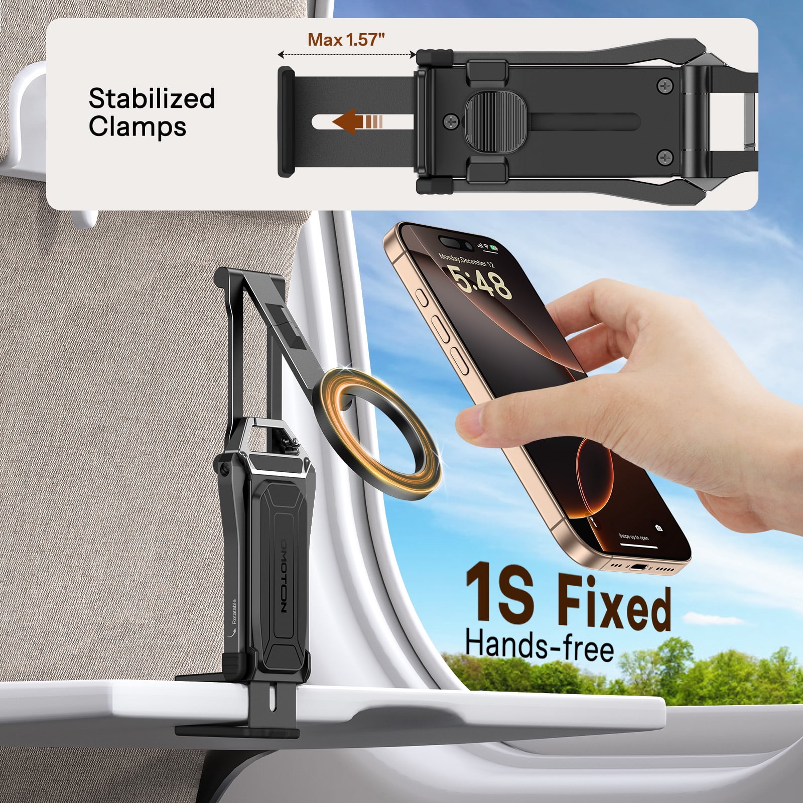 OMOTON 360° Rotating Magnetic Phone Tripod for MagSafe, Adjustable Aluminum Foldable Stand, Compatible with iPhone 17/16/15/14 Pro Max, Ideal for Vlog, Gym & Travel