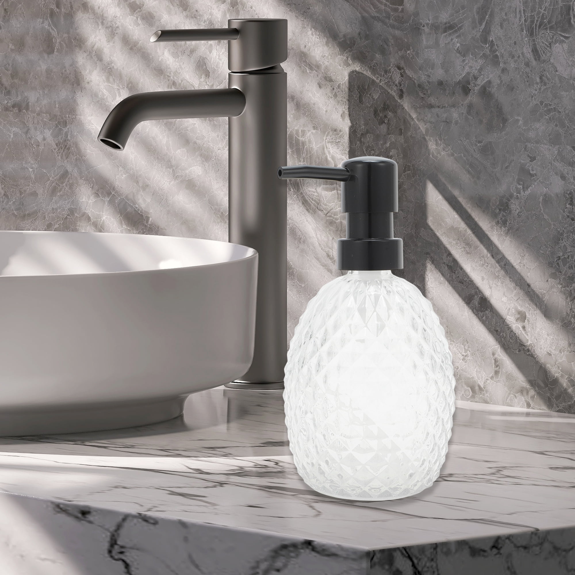 Unique Bargains 1 Pc Pineapple-shaped Soap Dispenser 11.84oz Clear Black