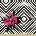 thumbnail image 1 of Geometric Fabric by the Yard, Bullseye Rhombuses with Hand Drawn Flowers Abstract Shapes Illustration, Upholstery Fabric for Dining Chairs Home Decor Accents, Pink Eggshell Black by Ambesonne, 1 of 5