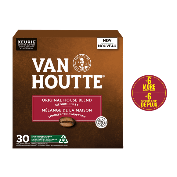 Van Houtte Original House Blend, Medium Roast, K-Cup Coffee Pods, 30 Count