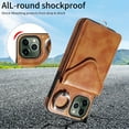 thumbnail image 2 of Allytech iPhone 11 Pro Max Case with Ring Holder & Shoulder Strap, Retro PU Leather Cards Slots Kickstand Detachable Lanyard Shockproof Wallet Case Cover for Apple iPhone 11 Pro Max - Brown, 2 of 14