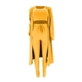 thumbnail image 4 of Idoravan Women Sets Clothing Womens Solid Color Sexy Round Neck Loose Stretch Tops Blouse Tank Top Pants Three Piece Set, 4 of 6