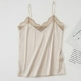 thumbnail image 5 of Wuxian Solid Color V Neck Tank Tops For Women Spaghetti Strap Lace Trim Silk Satin Summer Sleeveless Camisole Loose Fit Shirt Casual Top Blouse,Rose Gold,L, 5 of 9