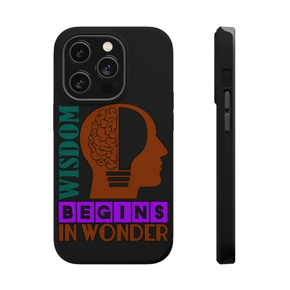 DistinctInk Tough Case for Apple iPhone 15 PRO (6.1" Screen), Compatible with MagSafe Charging - Wisdom Begins Wonder