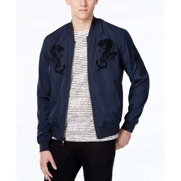 Wht Space NEW Blue Mens Size Medium M Tiger Full-Zip Bomber Jacket