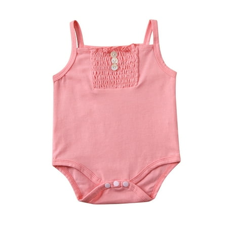 

Fanvereka Baby Girl Suspenders Jumpsuit Sleeveless Plain Candy Colors Casual Romper