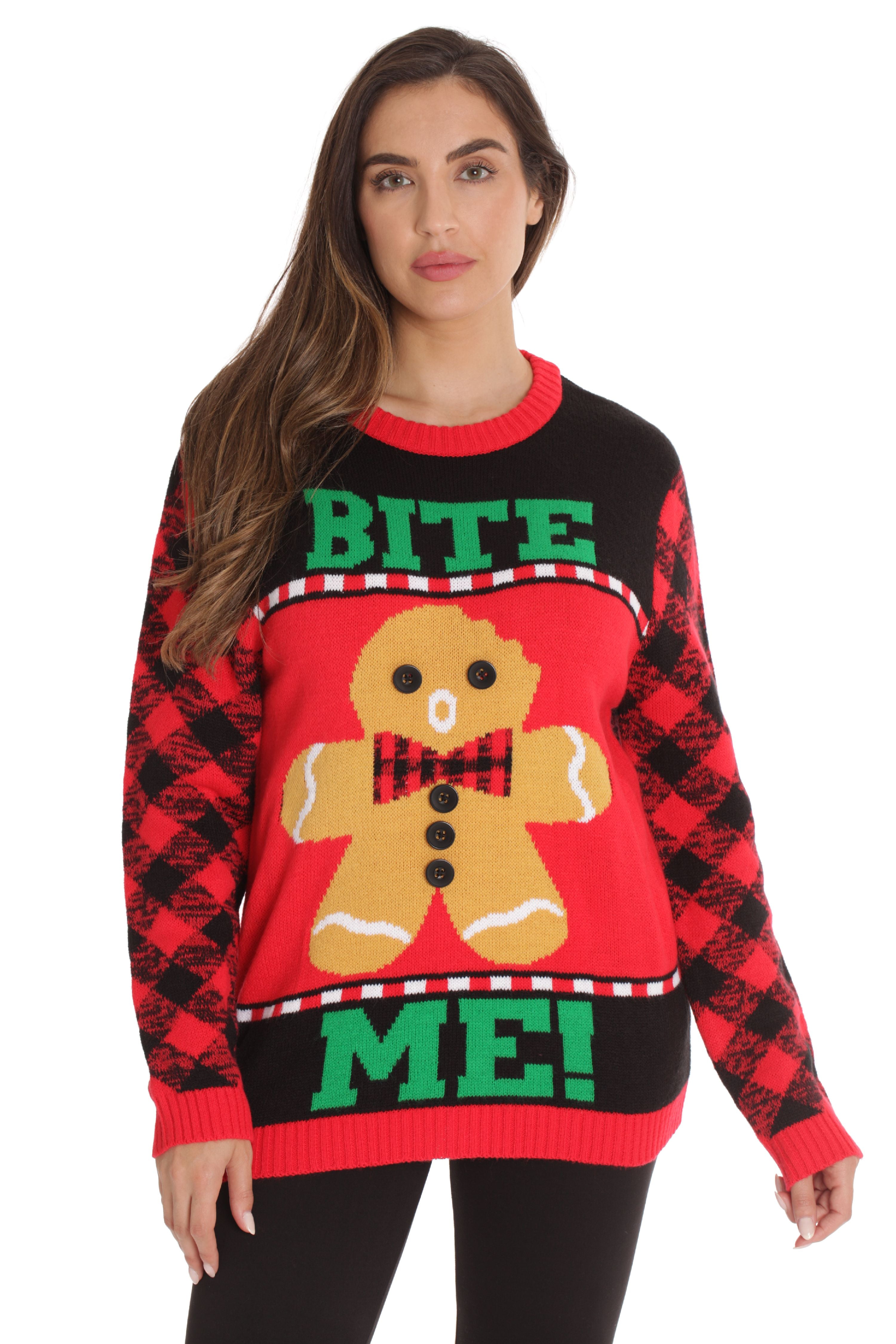 #followme Womens Ugly Christmas Sweater - Sweaters for Women (Black ...
