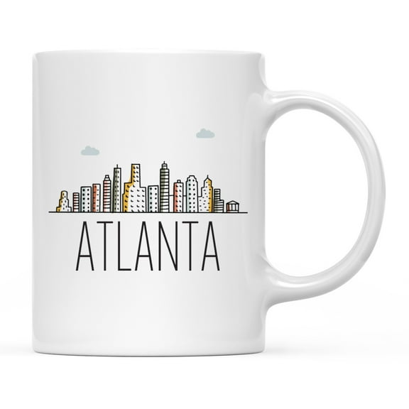 Koyal Wholesale Colorful City Skyline Graphic Ceramic Coffee Mug, Atlanta
