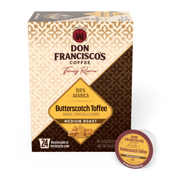 Don Francisco's Butterscotch Toffee Medium Roast Coffee, 24 Single-Serve K-Cup Pods