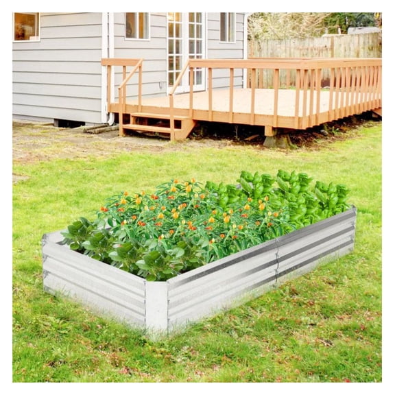 Galvanized Raised Garden Bed, 6x3/8x4ft Metal Planter Box