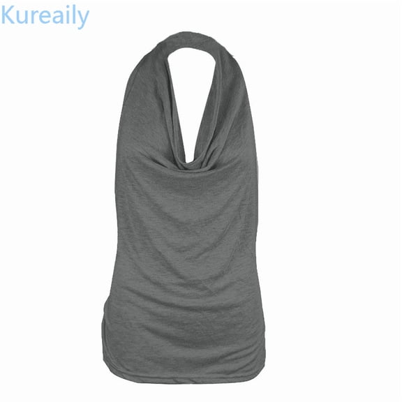 Kureaily Women Drape Cowl Neck Tank Blouse Backless Sleeveless Vest Tops Summer Basic Tanks