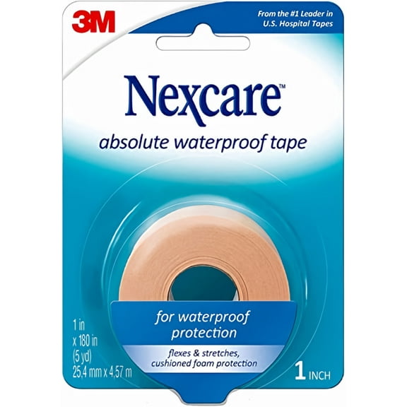 Nexcare Absolute Waterproof Tape 1-inch x 180-inch (Pack of 2)