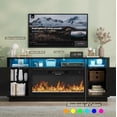 thumbnail image 2 of ANPOO 71" Fluted Fireplace TV Stand for 75/85" TVs with 36" Electric Fireplace, Modern Entertainment Center with LED Light & Power Outlet, Wooden Media Console TV Stand for Living Room, Black, 2 of 9