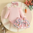 thumbnail image 4 of Aihuaihua Easter Outfit Set for Baby Girls Long Sleeve Romper with Printed Skirt and Headband Accessories Children's Easter clothes and cardigan set, 4 of 9